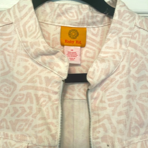 Ruby Rd women pink and white light weigth crop jacket size 14 - Picture 5 of 8